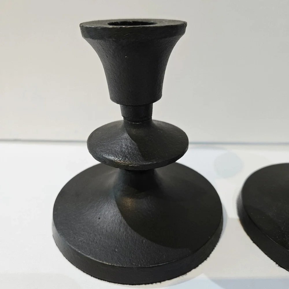 Black Iron Metal Taper Candle Holders Decor Pair Set Modern 2 India
